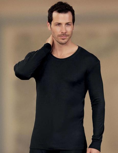 Black Long Sleeve Crew Neck Thermal Underwear ME093