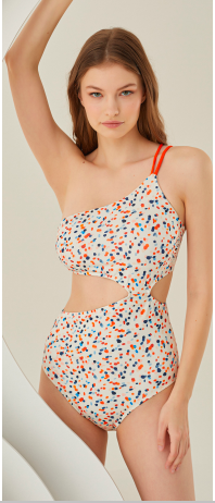 Tek Omuz Dekolteli Yüksek Bel Mayokini - Nbb