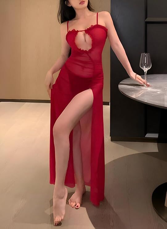 Transparan Yırtmaçlı Gecelik - 10