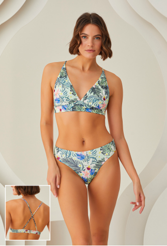 Tropikal Desenli Üçgen Bikini Takımı - Nbb