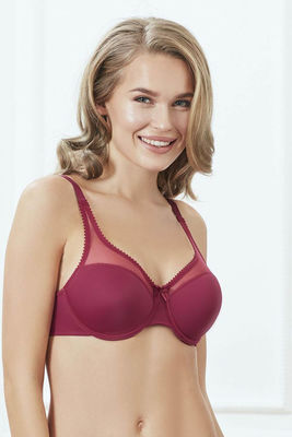 Tulle Detailed Underwire Minimizer Bra 3606 - Thumbnail