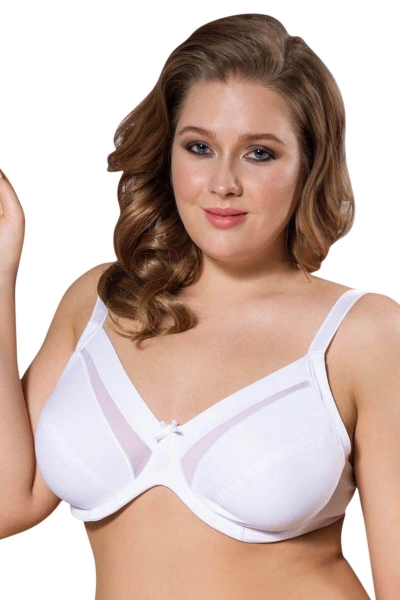 Tulle Detailed Cotton Minimizer Bra 3702 - Thumbnail