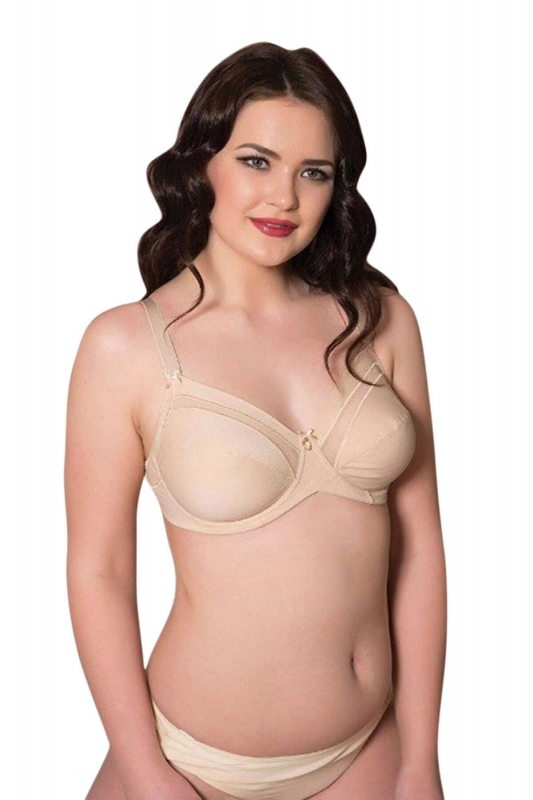 Tulle Detailed Cotton Minimizer Bra 3702