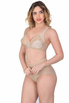 Tulle Detailed Minimizer Bra Slip Set 177 - Thumbnail