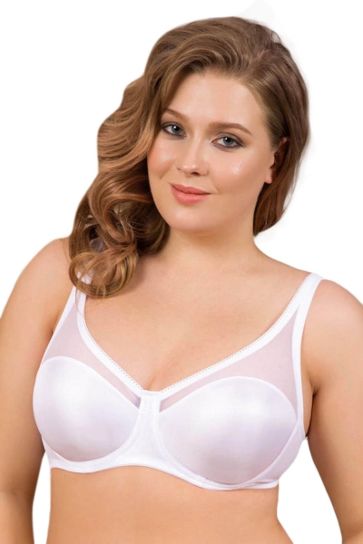 Tulle Detailed Soft Covered Underwire Minimizer Bra 3592 - Thumbnail