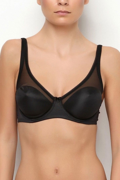 Tulle Detailed Soft Covered Underwire Minimizer Bra 3592 - Thumbnail