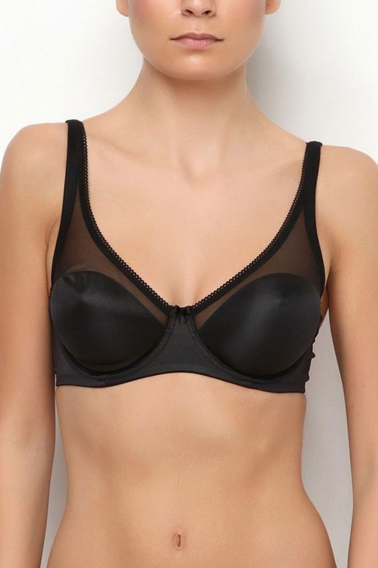 Tulle Detailed Soft Covered Underwire Minimizer Bra 3592