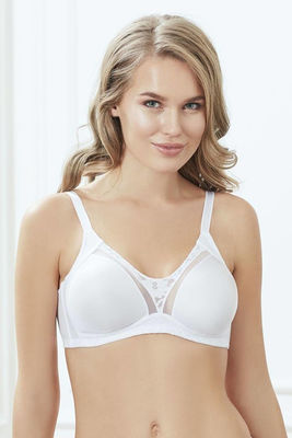 Tulle and Lace Detail Seamless Minimizer Bra 3705 - Thumbnail