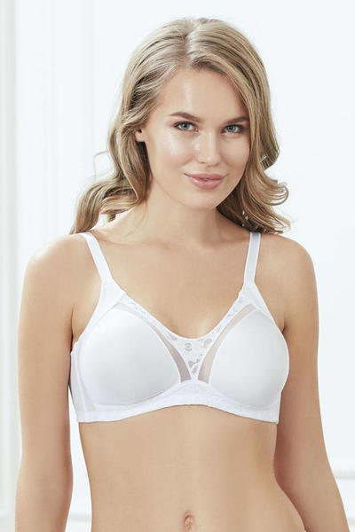 Tulle and Lace Detail Seamless Minimizer Bra 3705