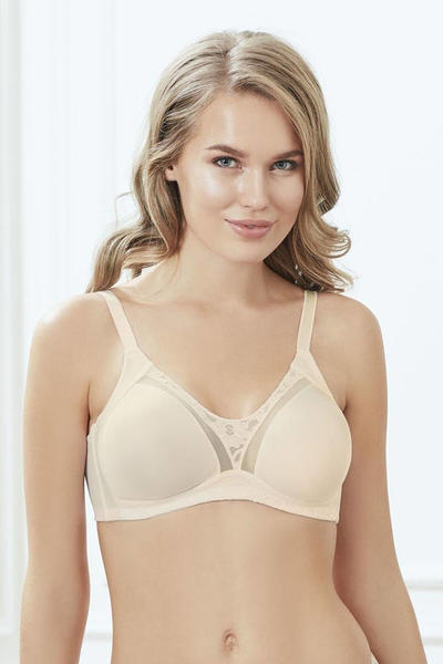 Tulle and Lace Detail Seamless Minimizer Bra 3705