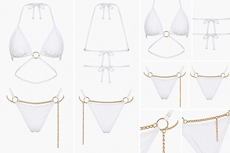Zincir Detaylı Halter Yaka Üçgen Bikini Takımı V1701 - 12