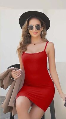 Venlisa Sade Şıklık Askılı Mini Elbise V9404 - Thumbnail