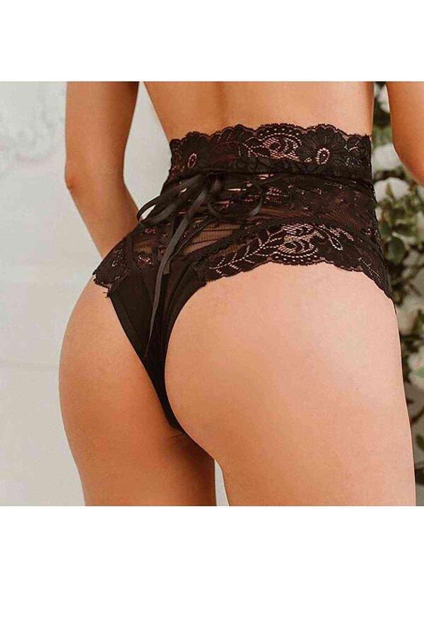 Yüksek Bel Dantel Külot - 3