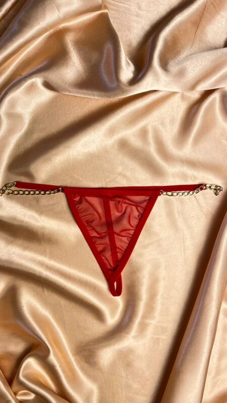 Zincir Detaylı Dantel String Külot - 4